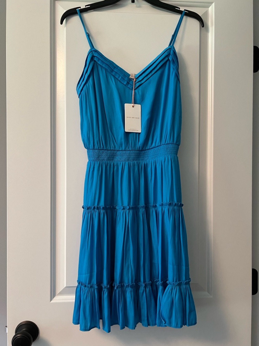 Skies Are Blue - Mini Vibrant Blue Tiered Spaghetti Strap Dress